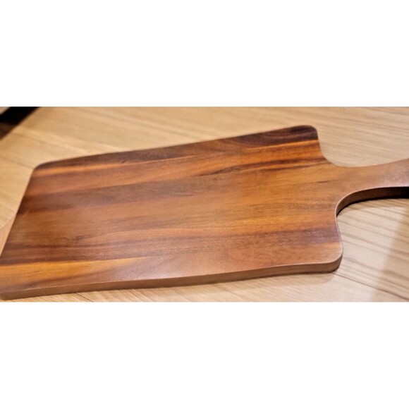 Elegant Acacia Paddle Serving Board Edge Grain Flat Bread Loaf Cutting Board NEW - Picture 12 of 16
